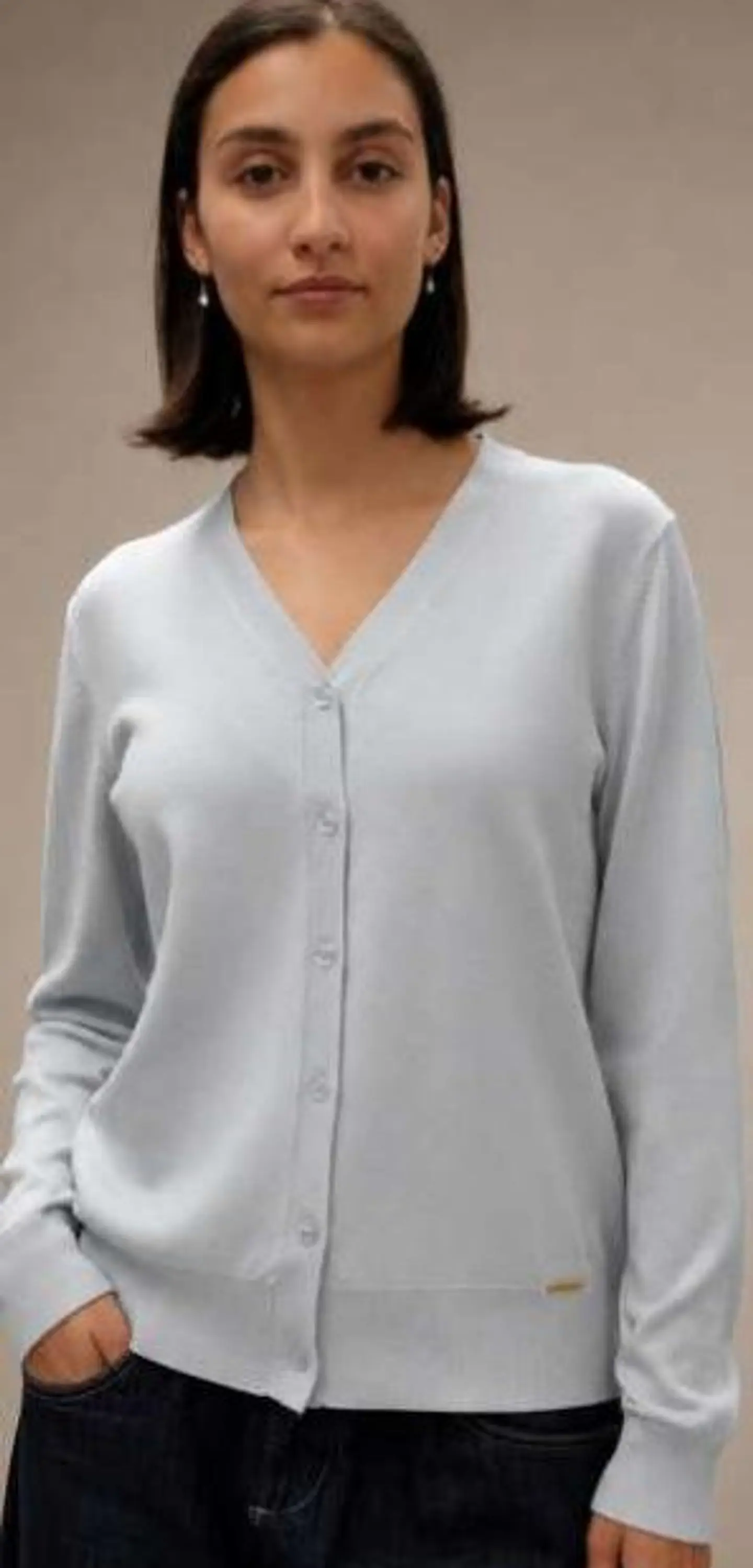 Cardigan Knit Decote em V 8