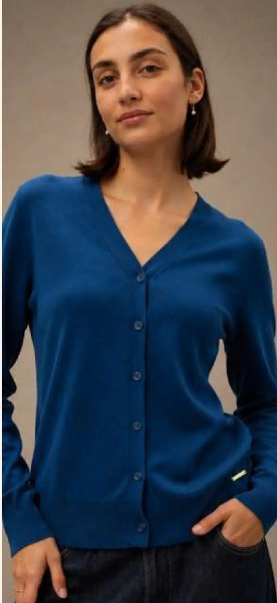 Cardigan Knit Decote em V 9