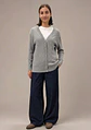 Cardigan Knit Entrançado Decote em V - Thumbnail 1
