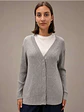 Cardigan Knit Entrançado Decote em V - Thumbnail 2