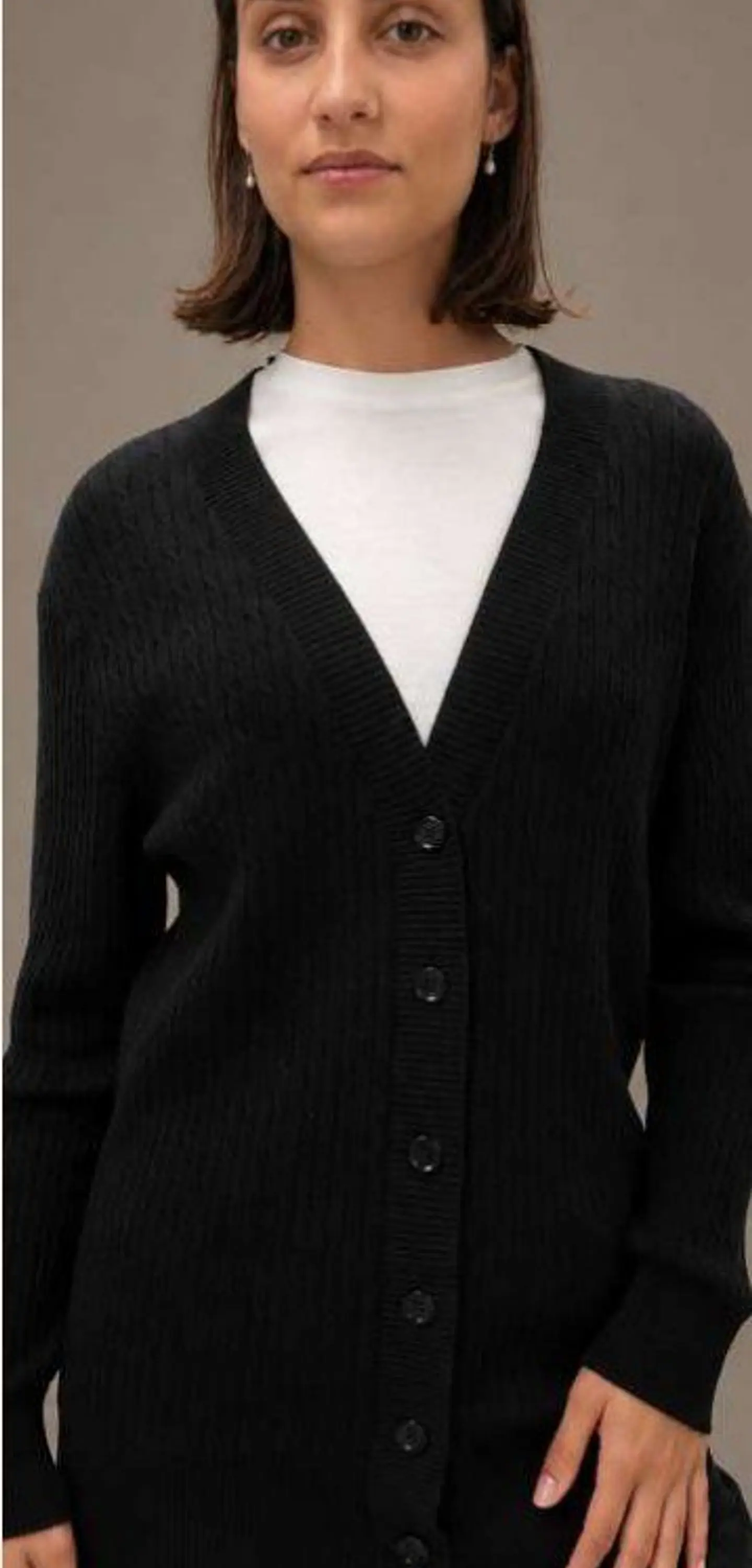 Cardigan Knit Entrançado Decote em V 7