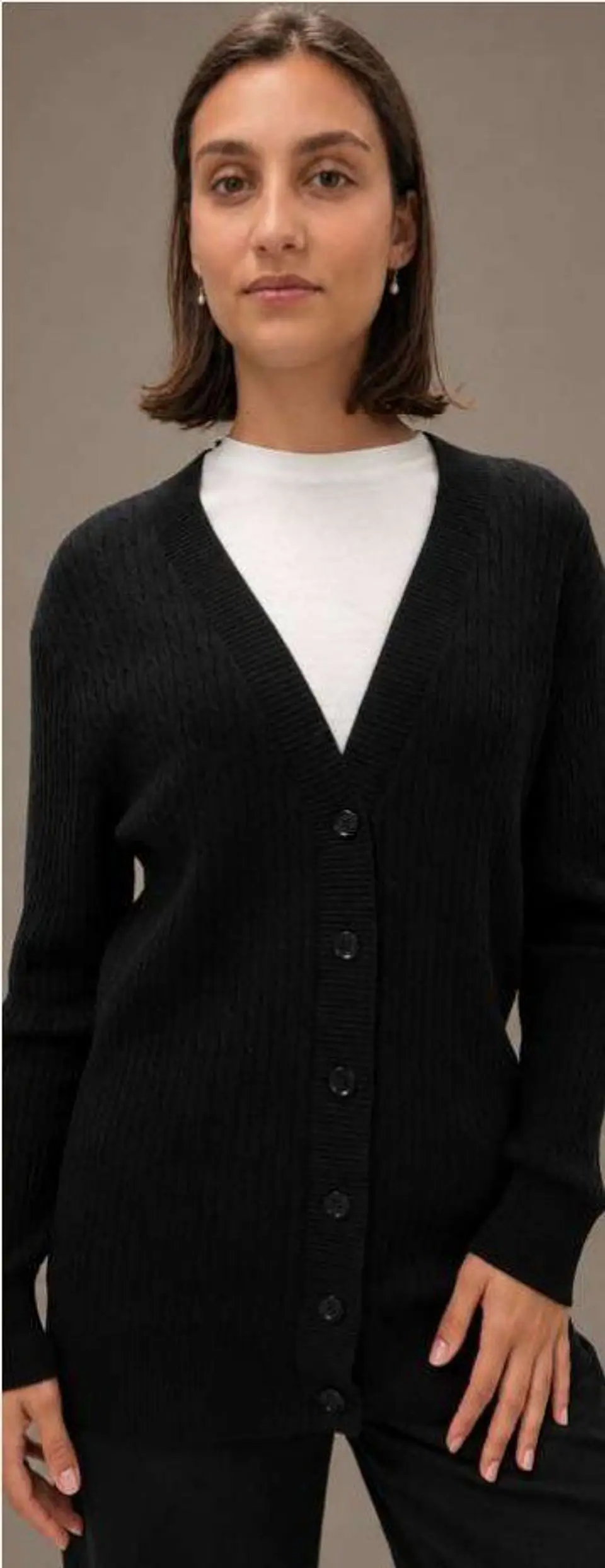 Cardigan Knit Entrançado Decote em V 7