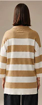 Camisola Knit às Riscas Gola Polo Decote em V - Thumbnail 3