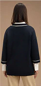 Camisola Knit Decote em V com Risca em Contraste - Thumbnail 4