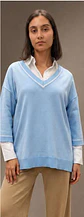 Camisola Knit Decote em V com Risca em Contraste - Thumbnail 7