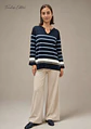 Camisola Knit às Riscas com Corrente Dourada no Decote - Thumbnail 1