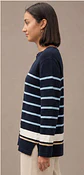 Camisola Knit às Riscas com Corrente Dourada no Decote - Thumbnail 2