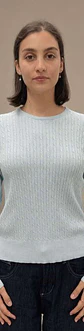 Camisola Knit Entrançada Decote Redondo - Thumbnail 6