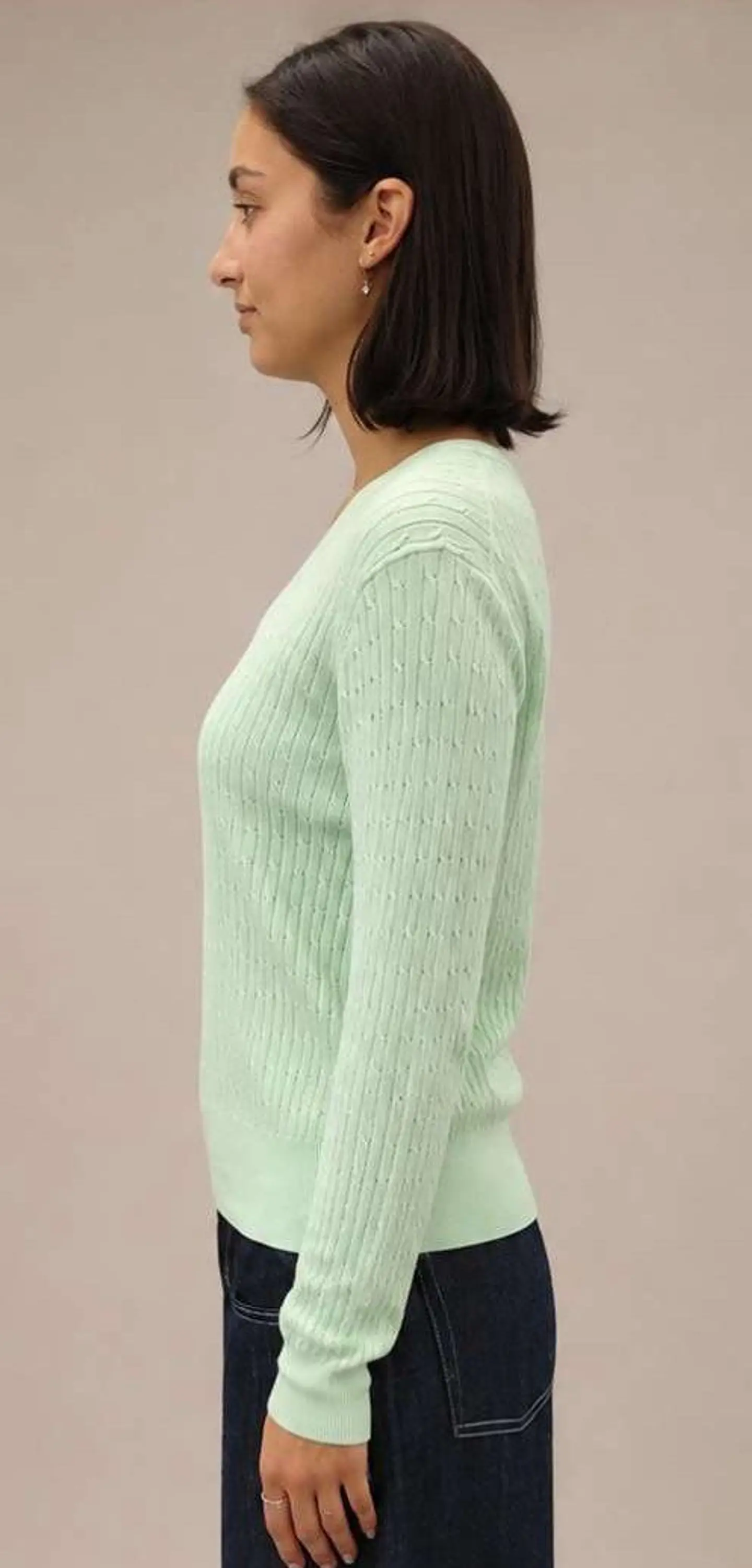 Camisola Knit Entrançada Decote em V 2
