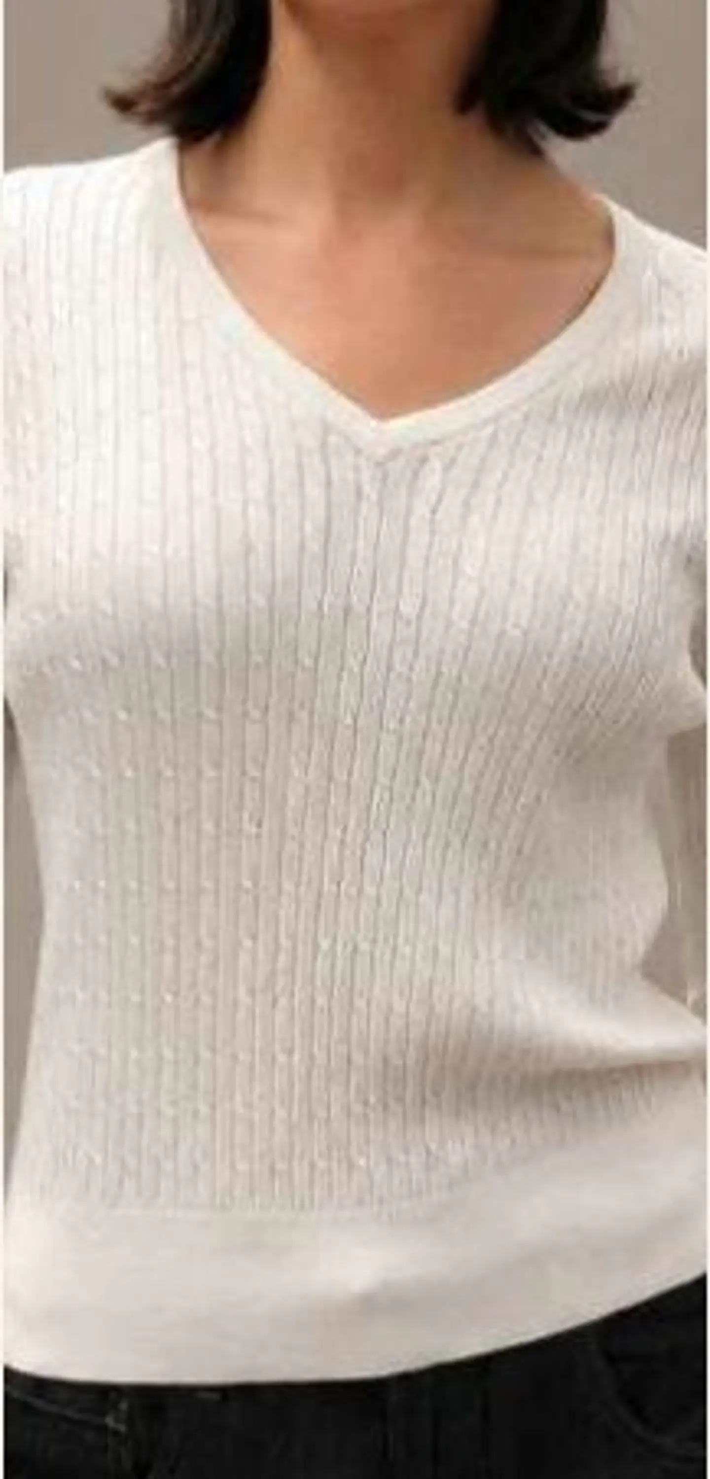 Camisola Knit Entrançada Decote em V 5