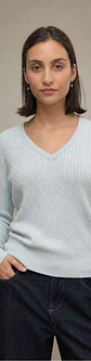 Camisola Knit Entrançada Decote em V - Thumbnail 6
