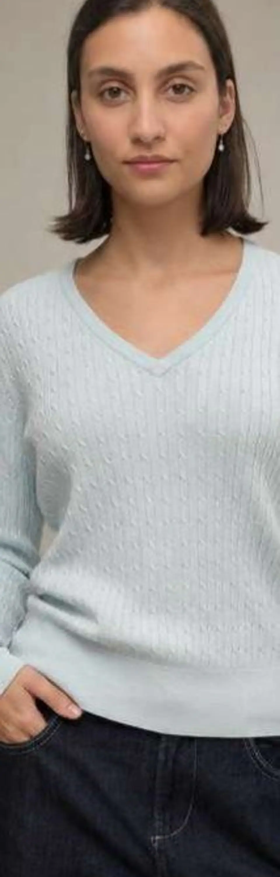 Camisola Knit Entrançada Decote em V 6