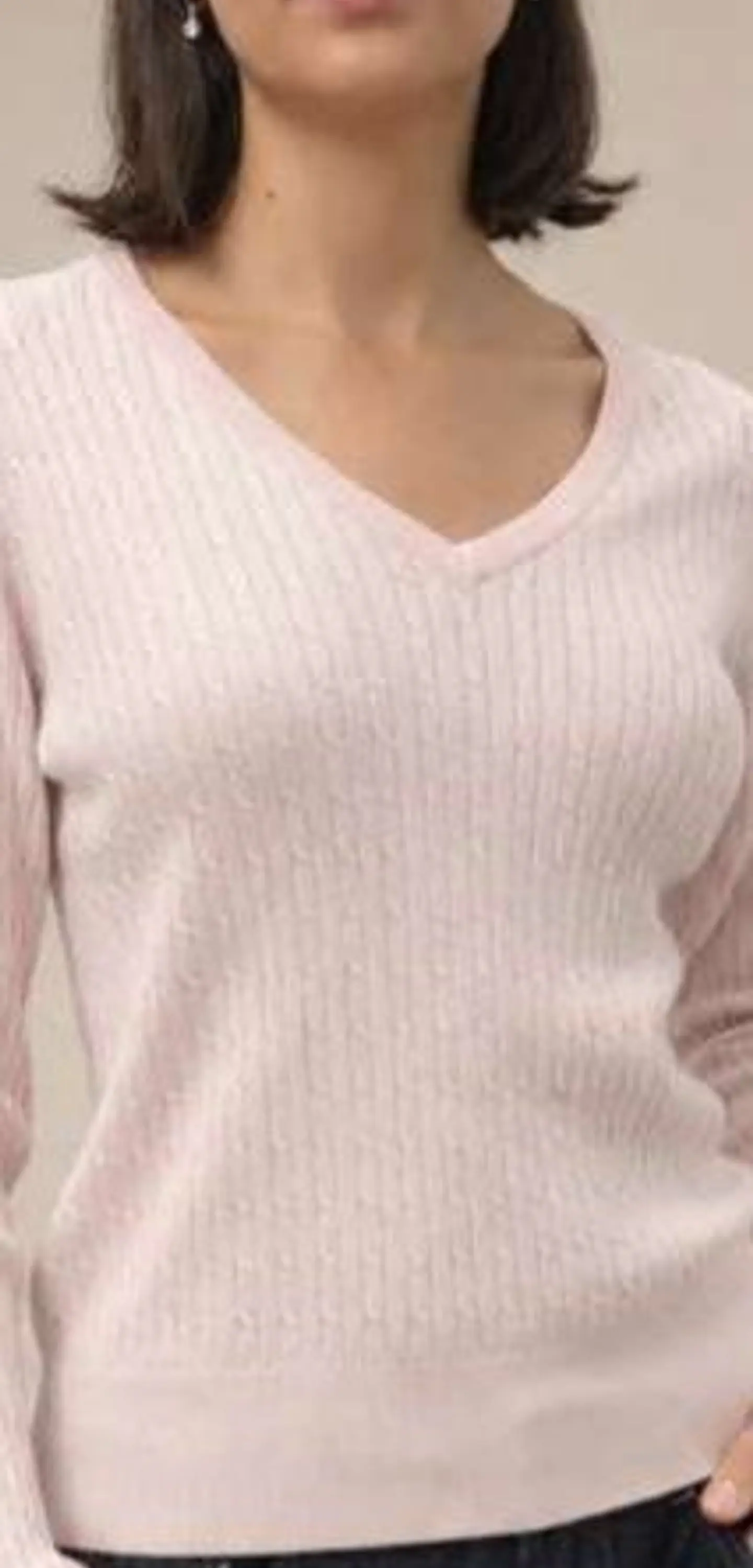 Camisola Knit Entrançada Decote em V 7