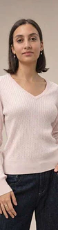 Camisola Knit Entrançada Decote em V - Thumbnail 7