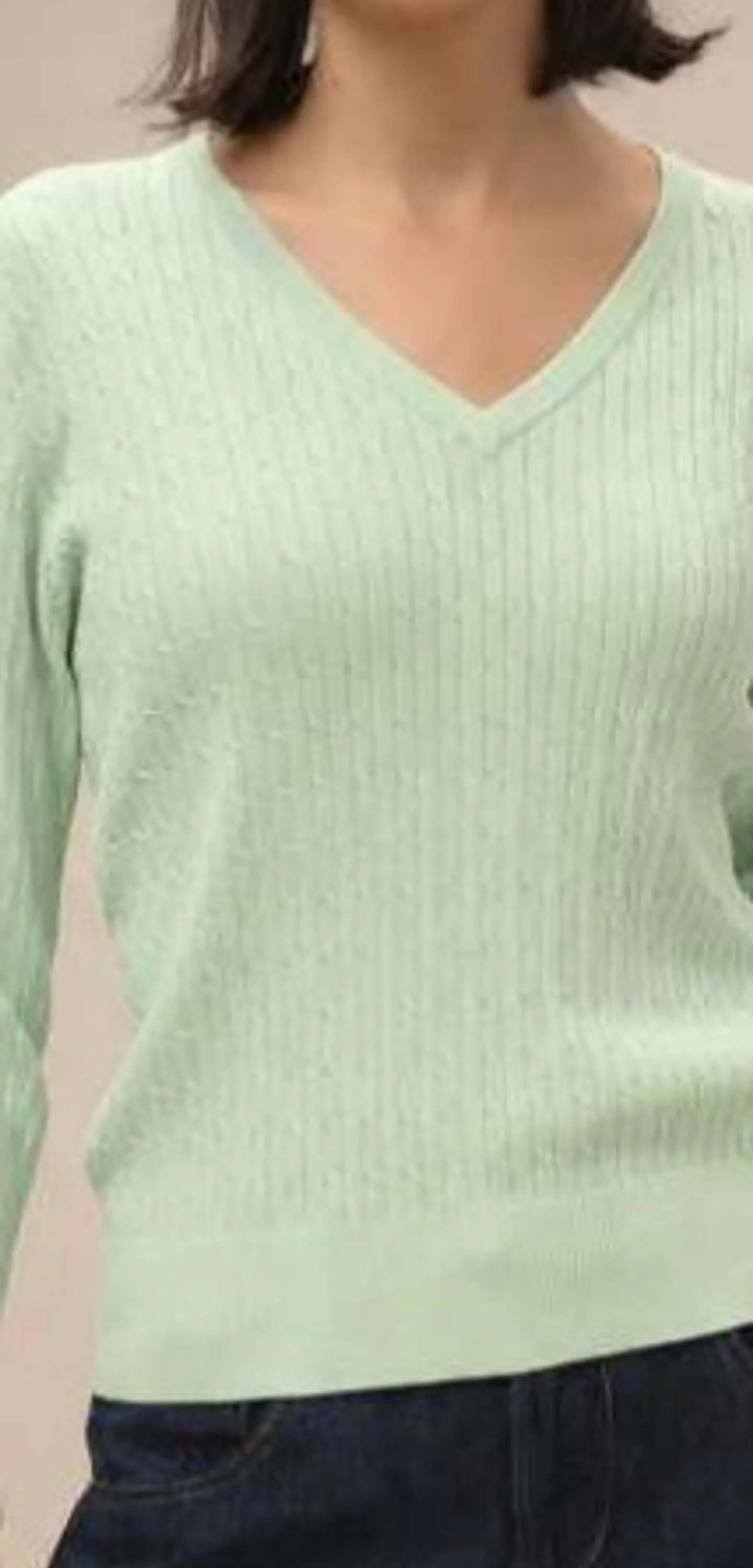 Camisola Knit Entrançada Decote em V 8