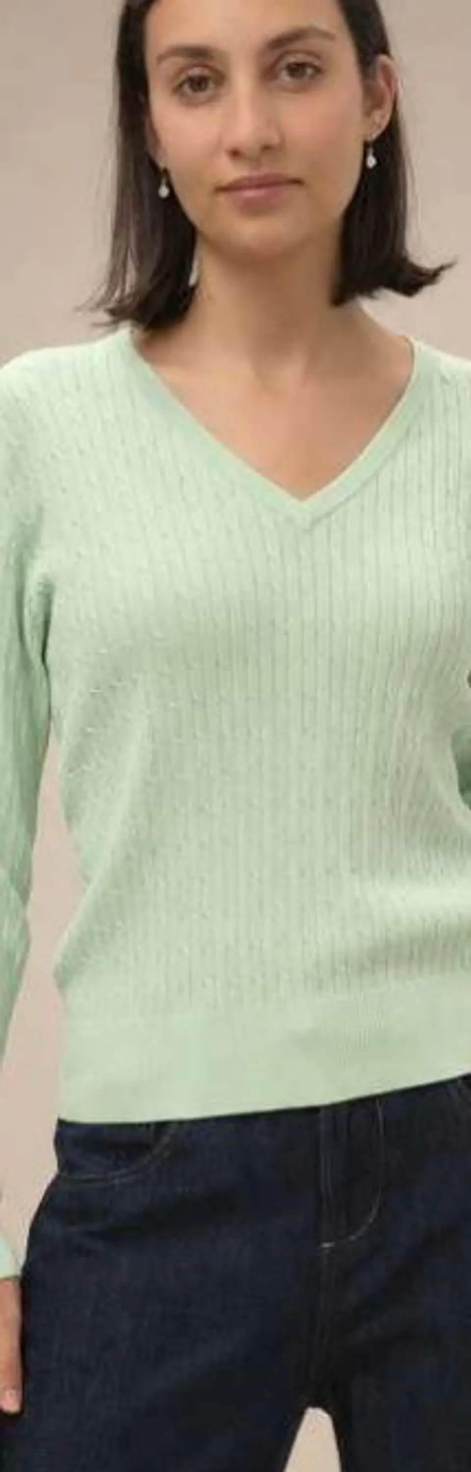 Camisola Knit Entrançada Decote em V 8