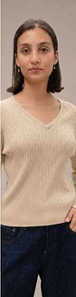 Camisola Knit Entrançada Decote em V - Thumbnail 9