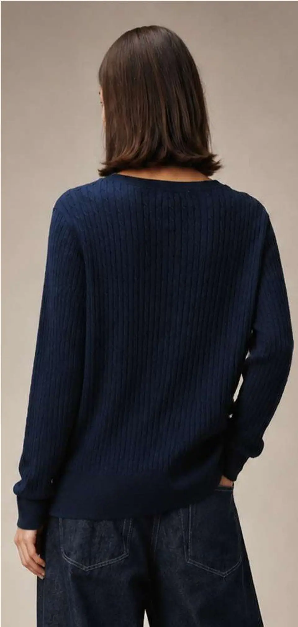 Cardigan Knit Entrançado Decote Redondo 3