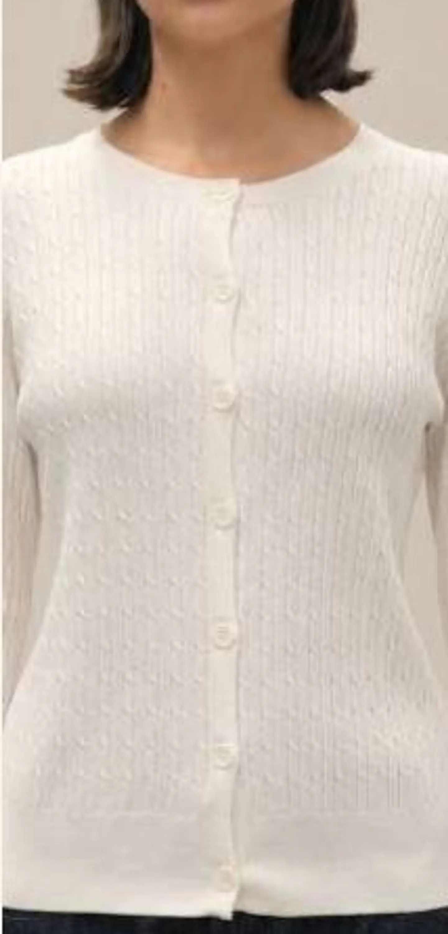 Cardigan Knit Entrançado Decote Redondo 5
