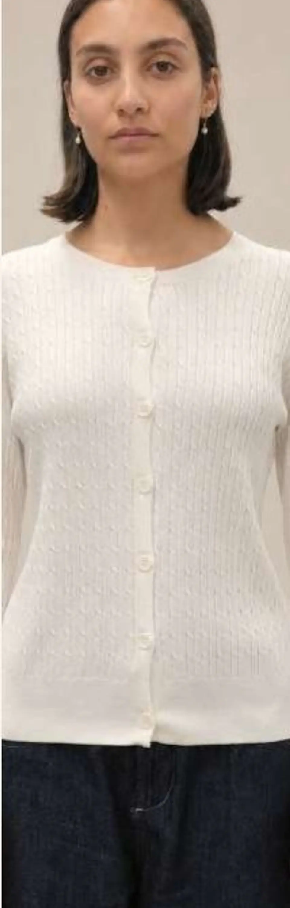 Cardigan Knit Entrançado Decote Redondo 5