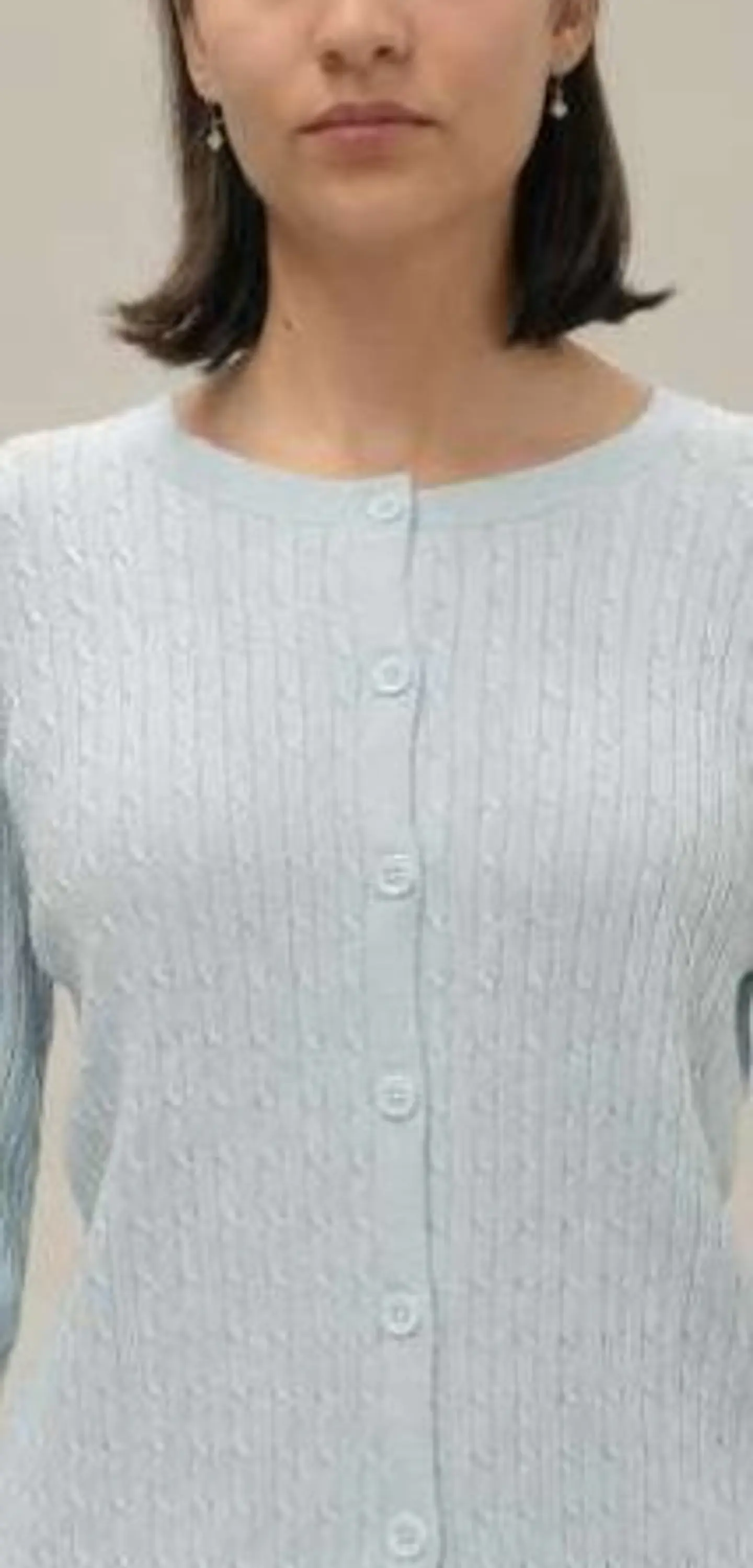 Cardigan Knit Entrançado Decote Redondo 6