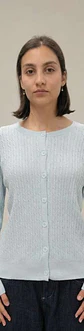 Cardigan Knit Entrançado Decote Redondo - Thumbnail 6