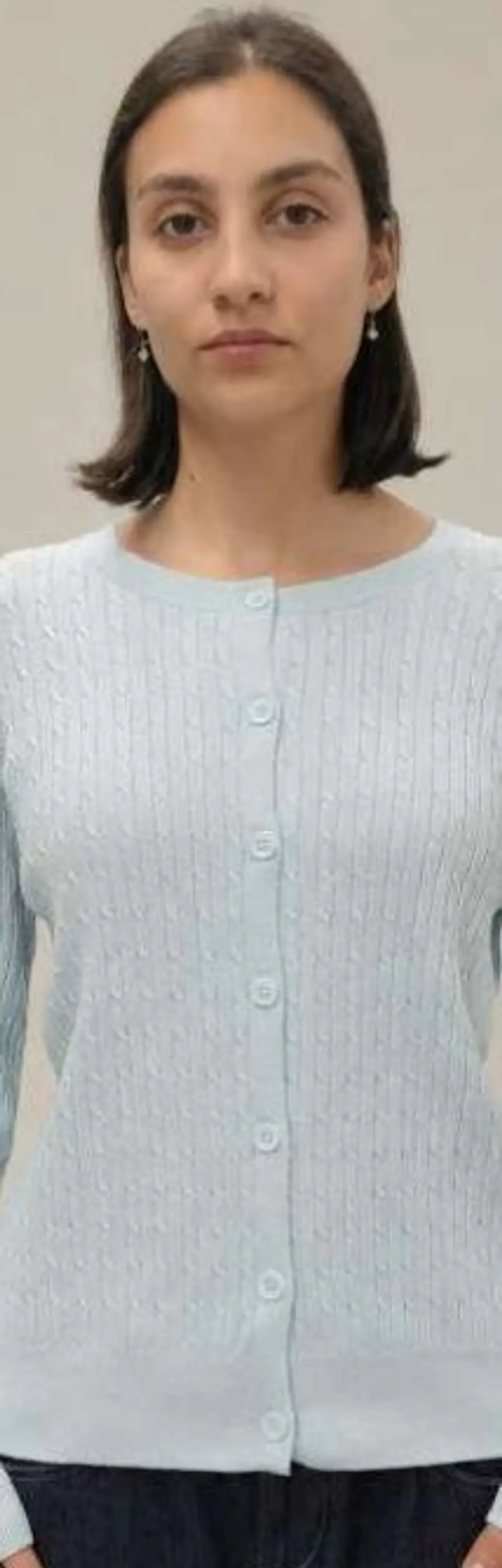 Cardigan Knit Entrançado Decote Redondo 6