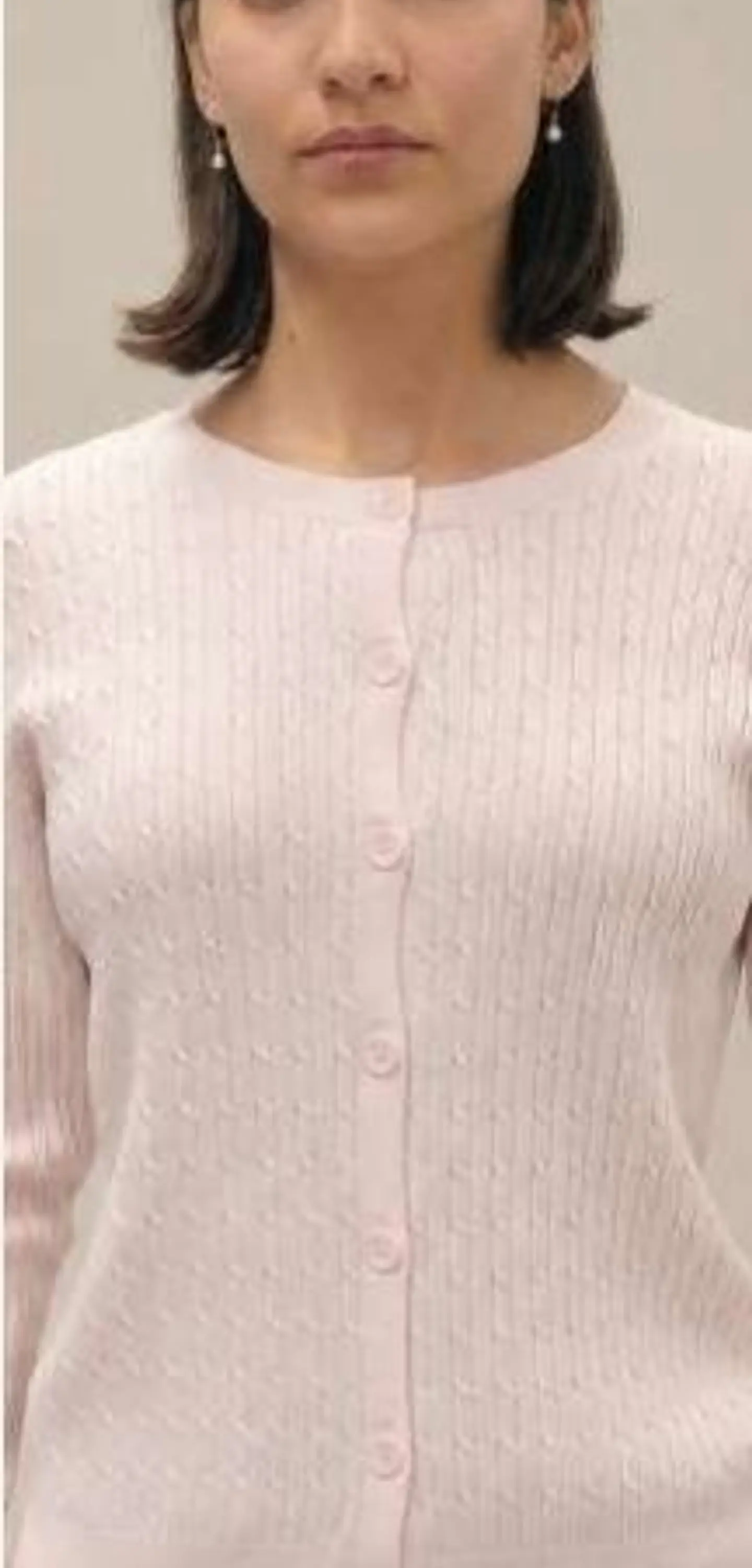 Cardigan Knit Entrançado Decote Redondo 7