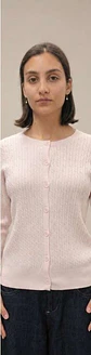 Cardigan Knit Entrançado Decote Redondo - Thumbnail 7