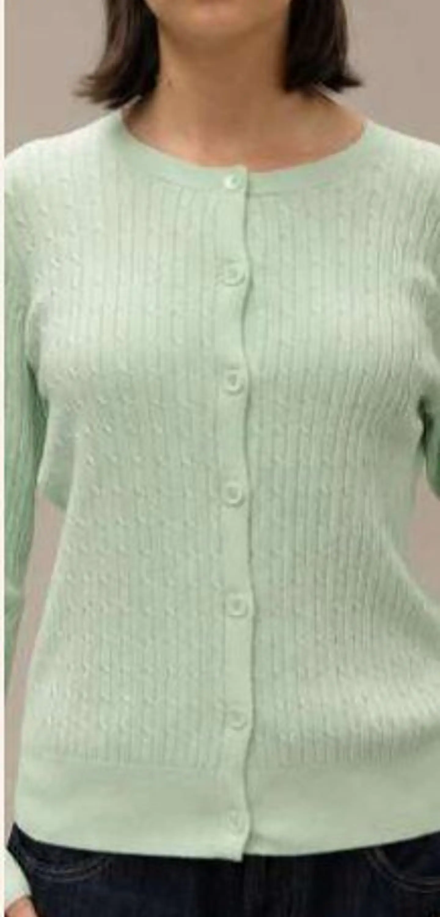 Cardigan Knit Entrançado Decote Redondo 8