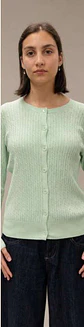 Cardigan Knit Entrançado Decote Redondo - Thumbnail 8