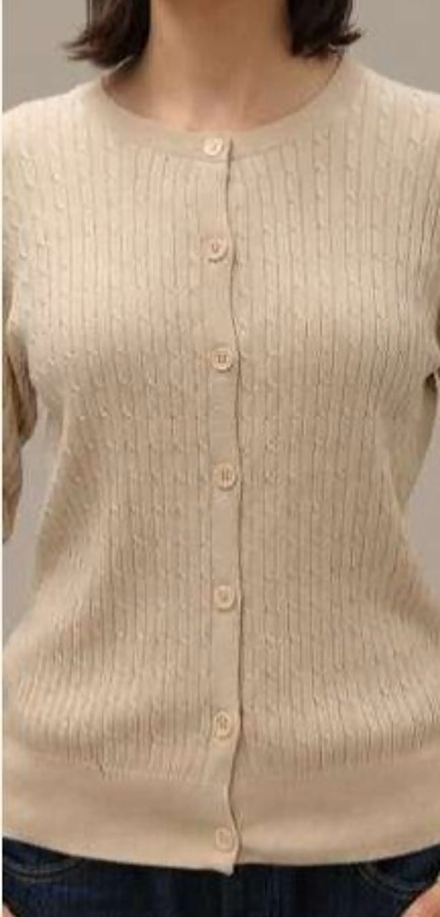 Cardigan Knit Entrançado Decote Redondo 9