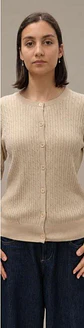 Cardigan Knit Entrançado Decote Redondo - Thumbnail 9