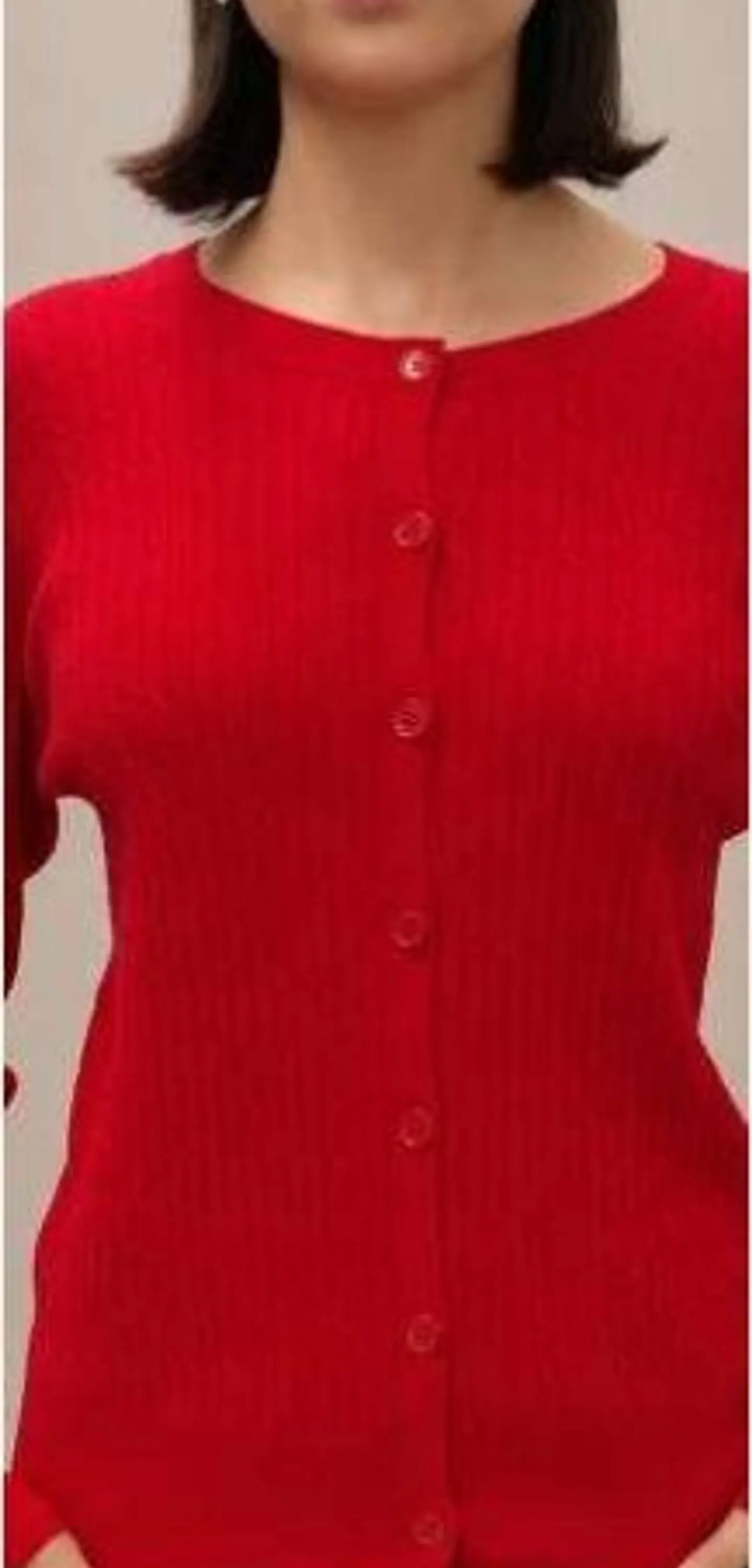 Cardigan Knit Entrançado Decote Redondo 10