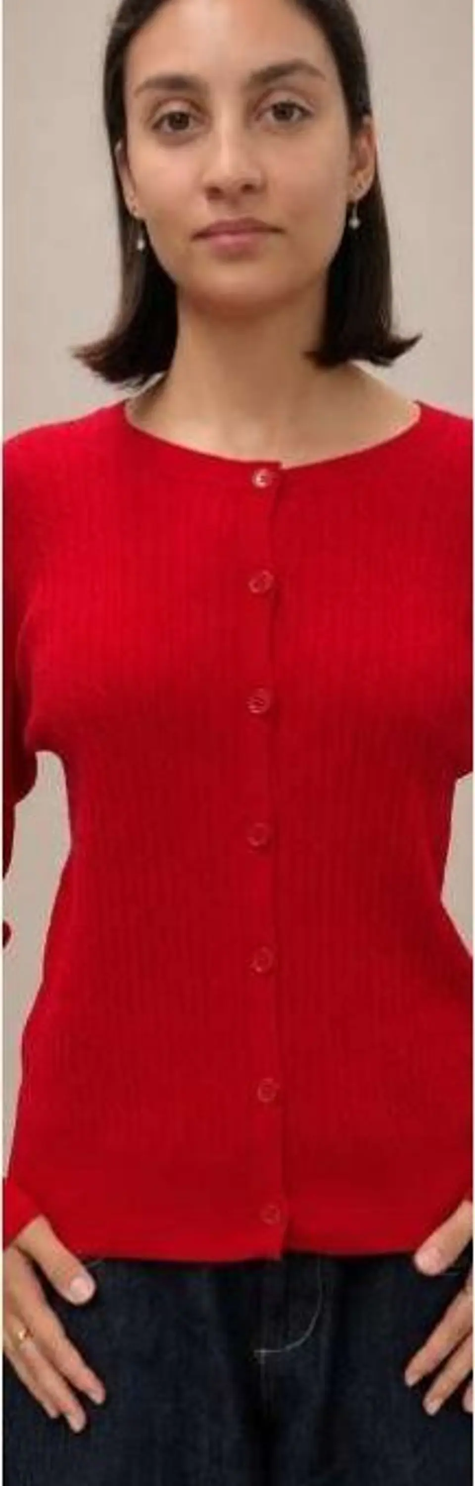Cardigan Knit Entrançado Decote Redondo 10