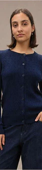 Cardigan Knit Entrançado Decote Redondo - Thumbnail 11