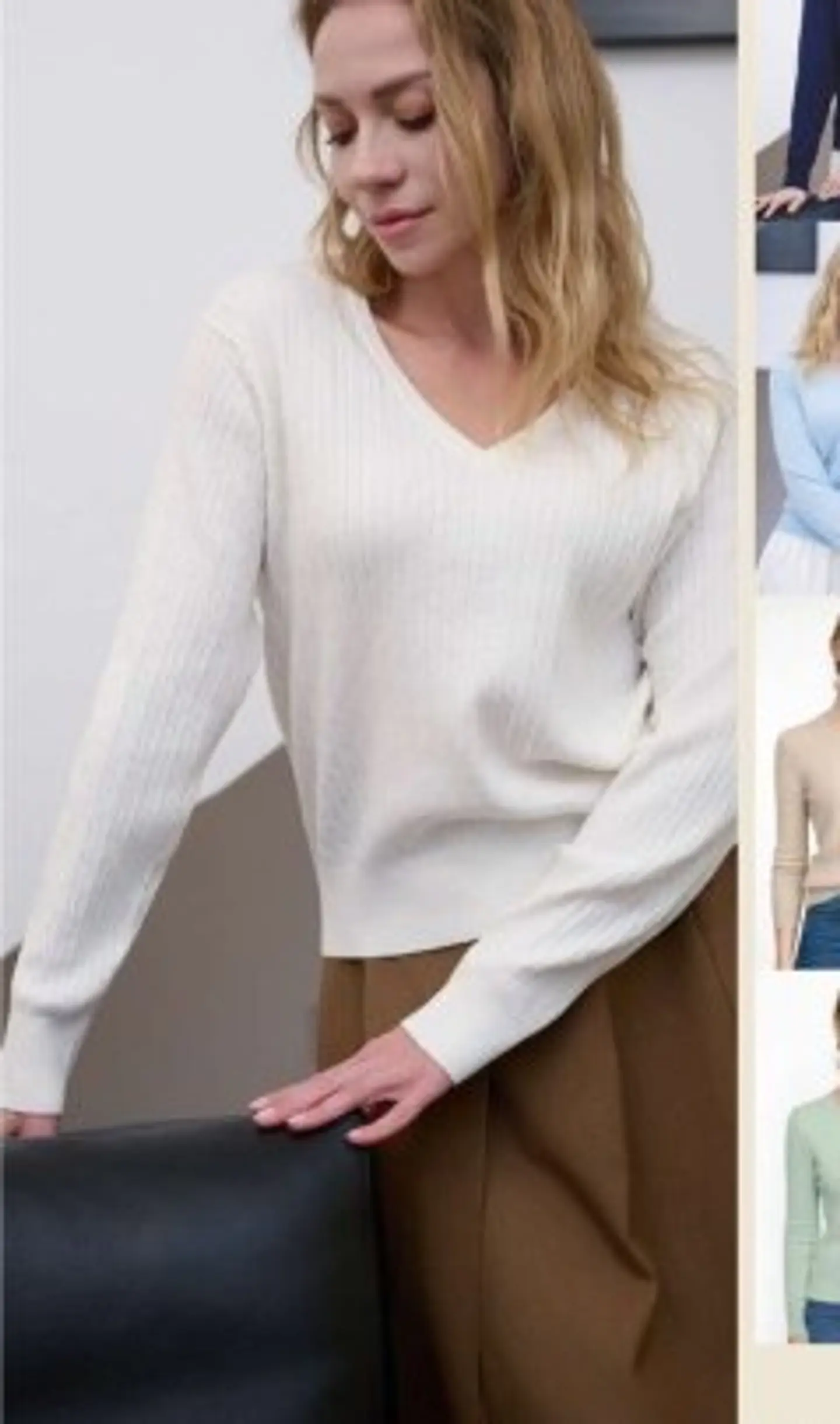 Camisola Knit com Trança Decote em V 1