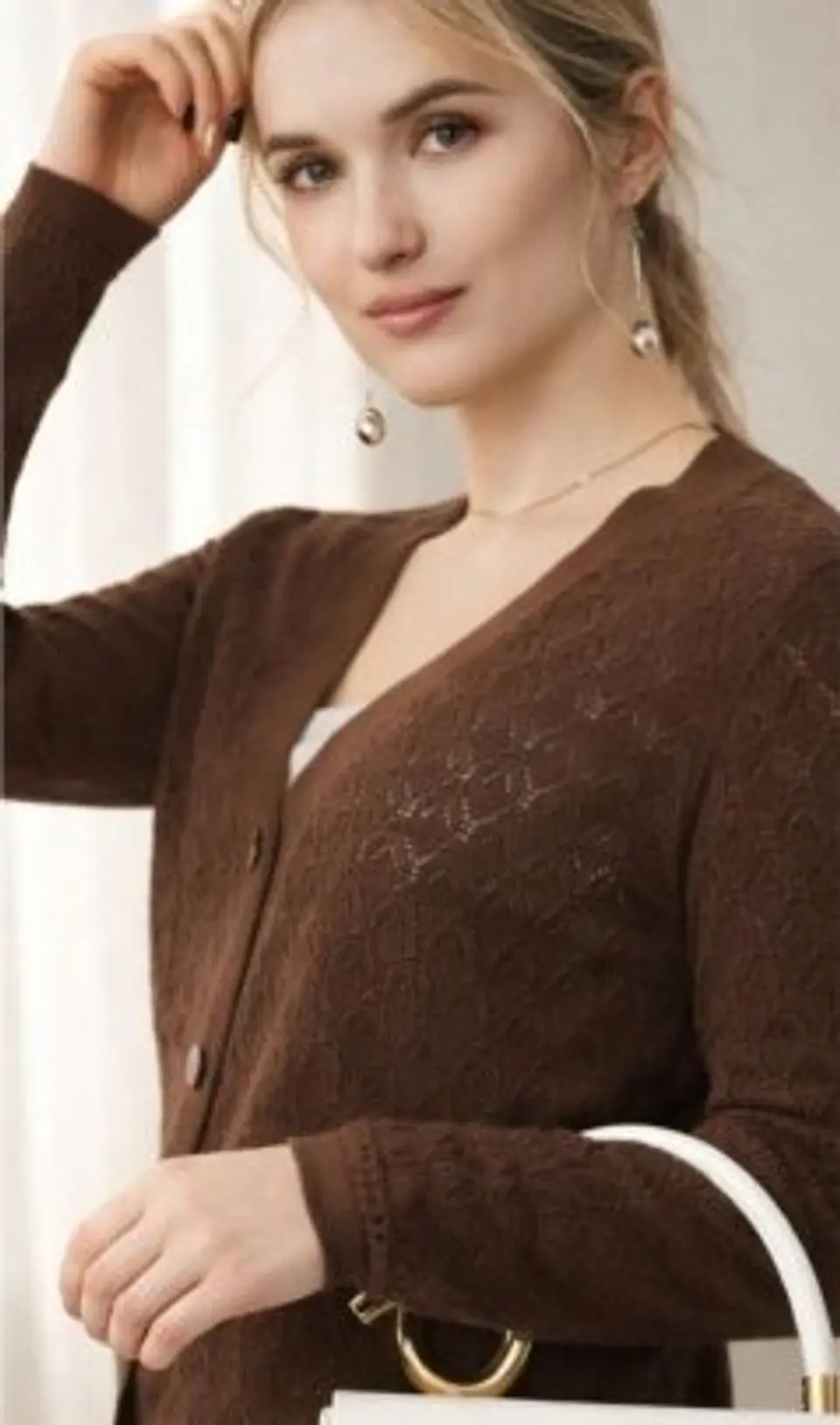 Cardigan Knit com Botões de Coco 1