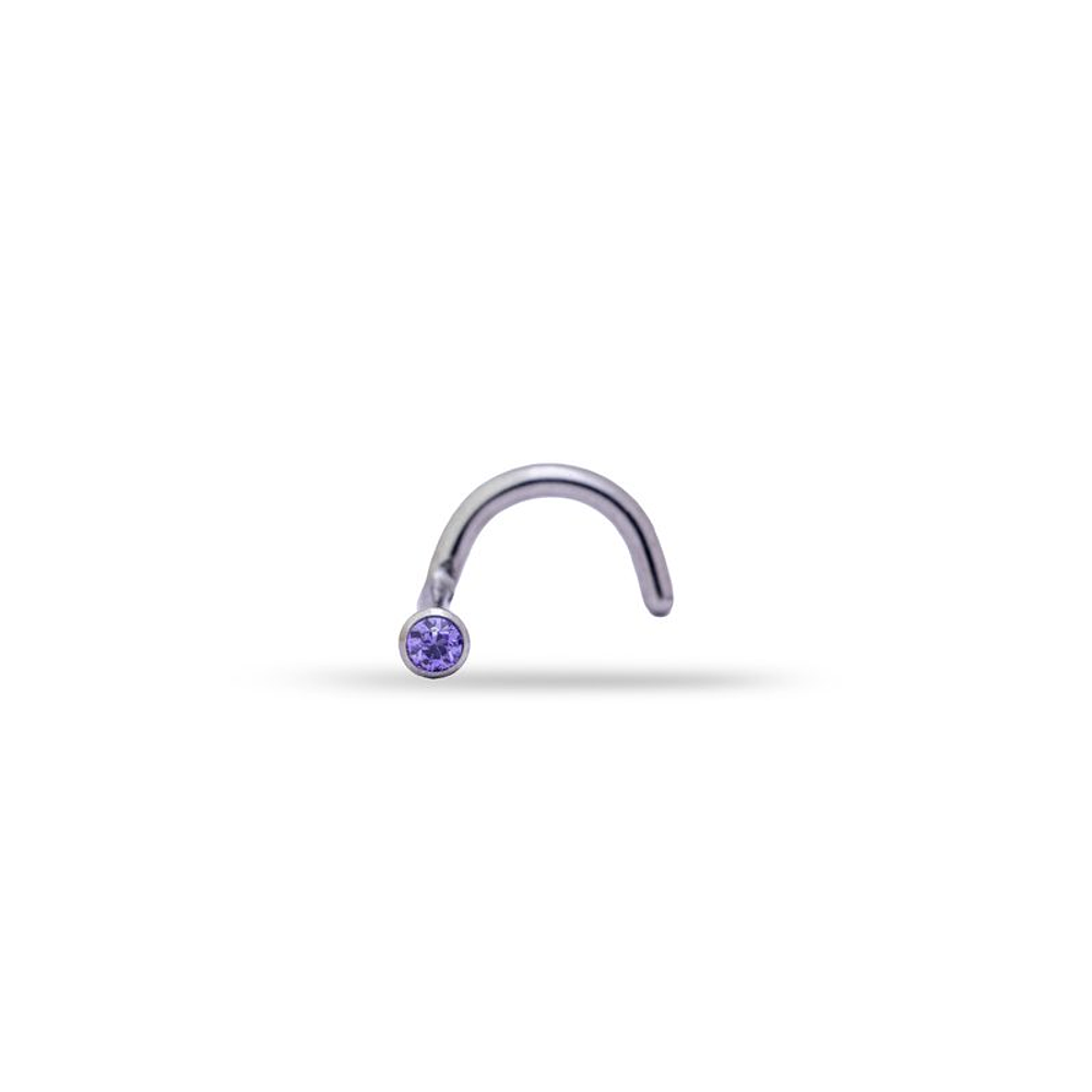 Screw Nostril con Cristal 18GA - 1.0mm - cz Amatista