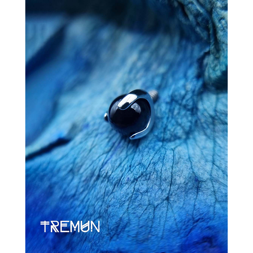 Top Prong Set Ball 16GA - 1.2mm - Black Onyx 