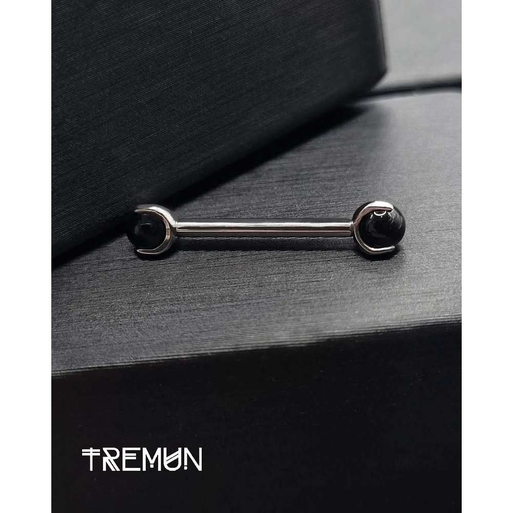 Top Prong Set Ball 16GA - 1.2mm - Black Onyx 