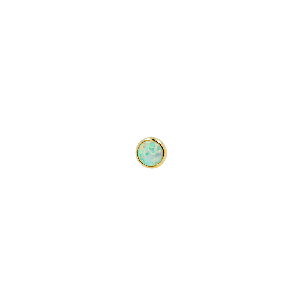 Flat opal threadless o pin - Oro 14k