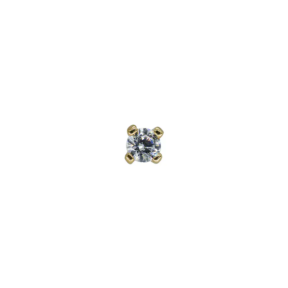 Prong set con diamante blanco de laboratorio threadless o pin - Oro 14k