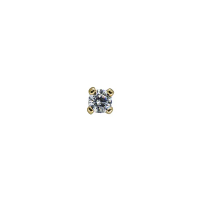 Prong set con diamante blanco de laboratorio threadless o pin - Oro 14k