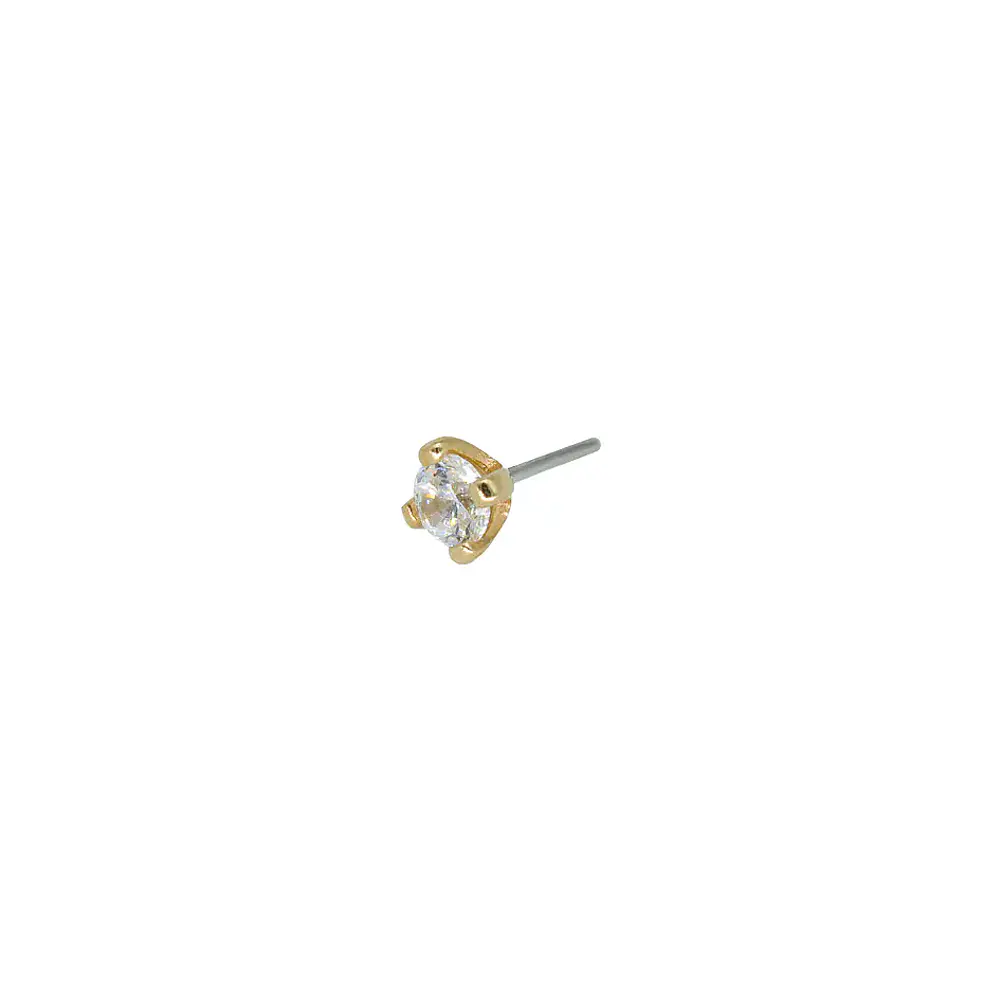 Prong set con diamante blanco de laboratorio threadless o pin - Oro 14k