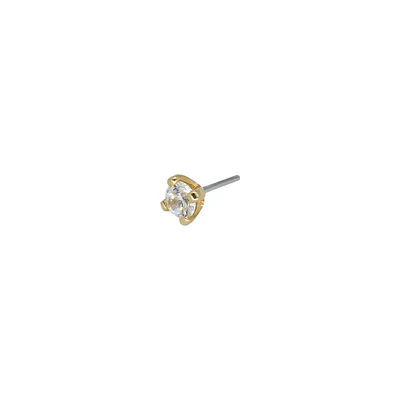 Prong set con diamante blanco de laboratorio threadless o pin - Oro 14k