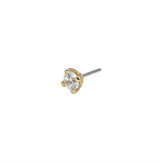 Prong set con diamante blanco de laboratorio threadless o pin - Oro 14k
