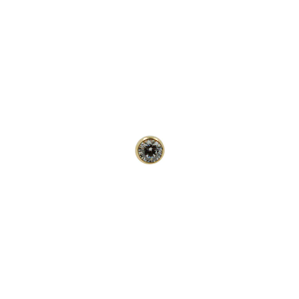 Media bola con zirconia threadless o pin - Oro 14k