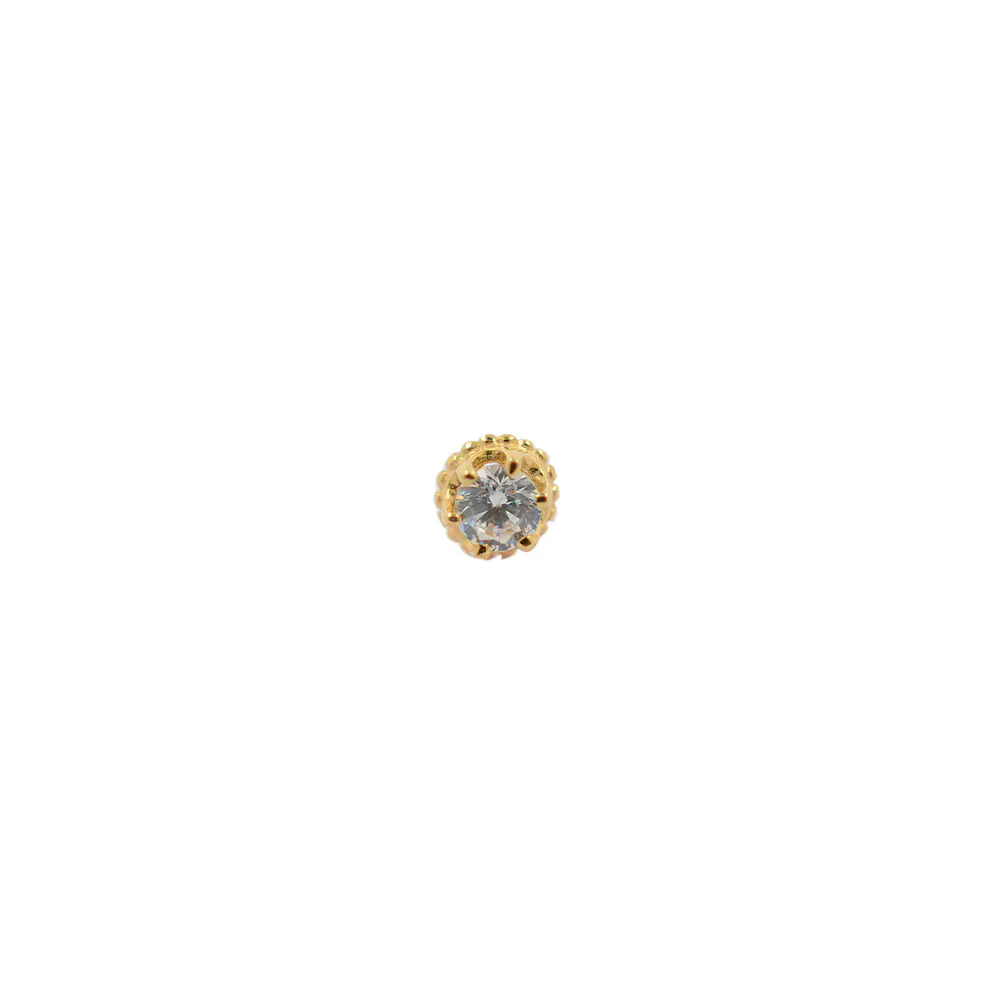 Crown cz threadless o pin - Oro 14k