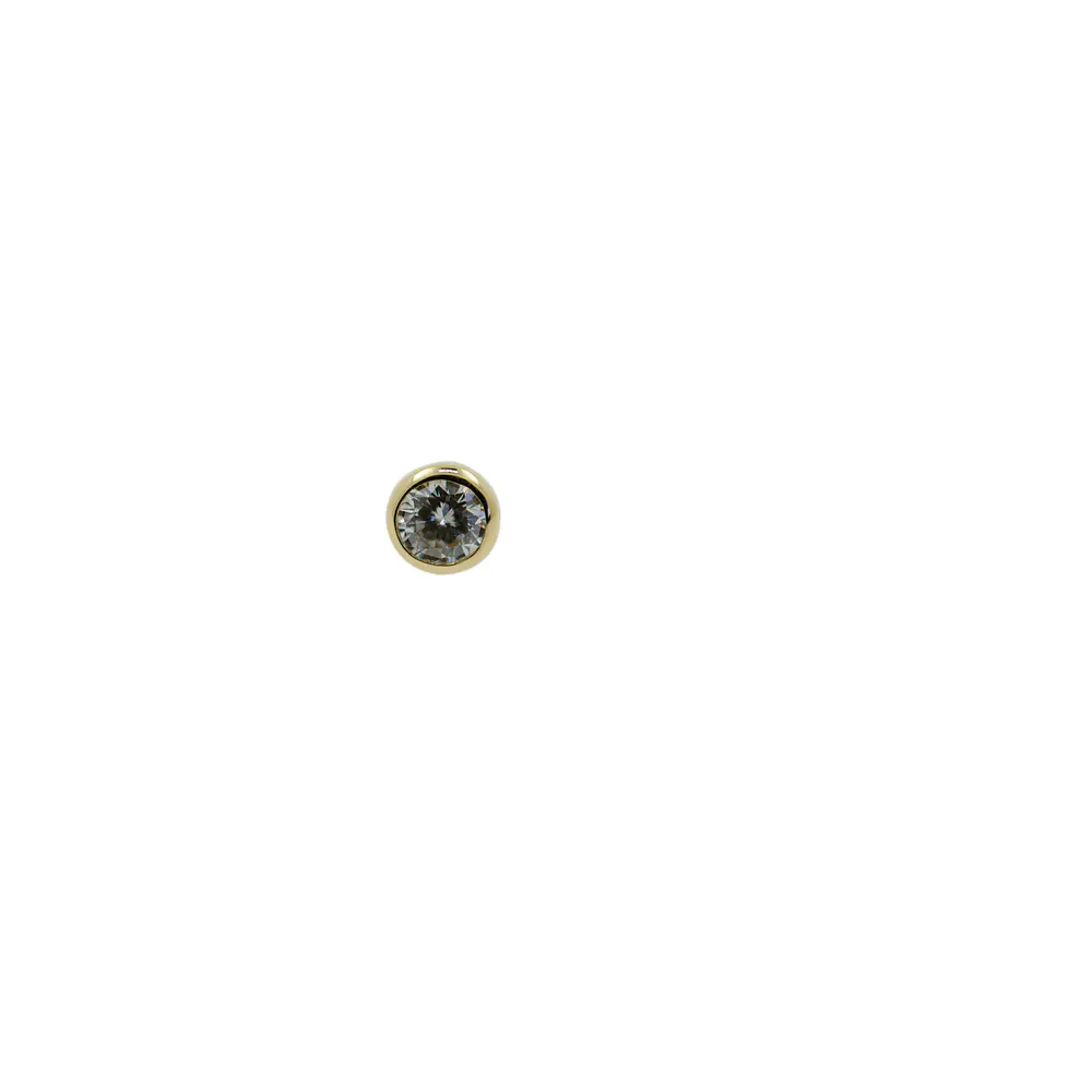 Bezel set con Diamante Blanco Genuino threadless o pin - Oro 14k